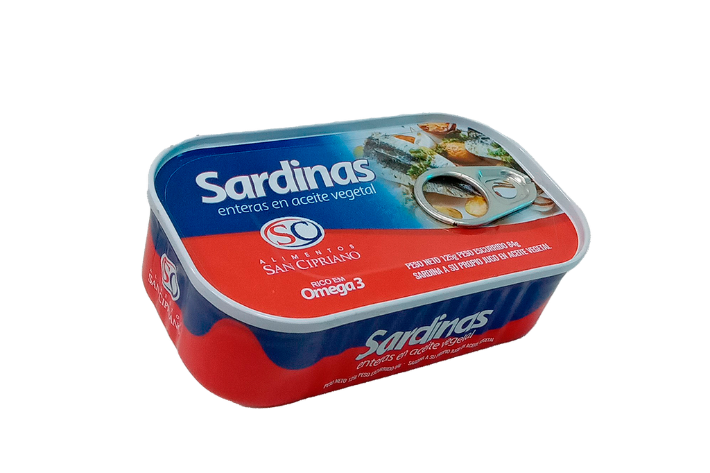 SARDINAS EN ACEITE VEGETAL SAN CIPRIANO 125 GRAMOS (CX50 UND)